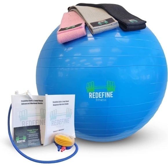 Brand New Exercise Yoga Ball Chair & 3 Resistance Bands Exercise Workout Bundle - Picture 1 of 10